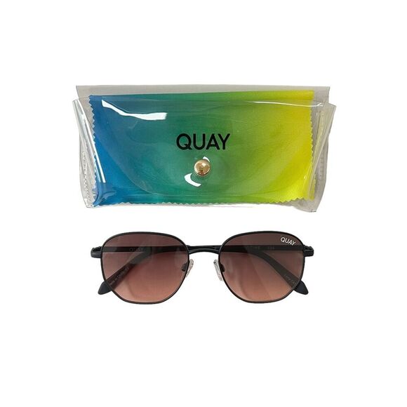 Quay Australia Big Time Sunglasses Black Brown To Orange Round - Picture 1 of 10